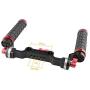 CAMVATE 15mm Rod & Soft Rubber Grip Shoulder Mount Rig with Rosette Standard Accessory for DSLR(Red,M6 Thread,31.8 mm)
