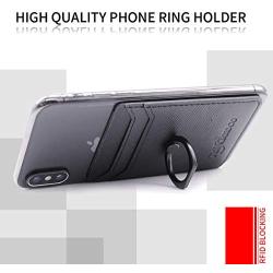 Toydoooco Phone Card Holder with Phone Ring Grip, Adhesive Wallet Cell Phone Pocket Credit Card ID Case for Back of Phone,3M Sticker, Stick-on,Card Sleeve for iPhone,Samsung, Smartphones- Black