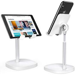 Cell Phone Stand,Angle Height Adjustable LISEN Cell Phone Stand for Desk,Thick Case Friendly Phone Holder Stand for Desk, Compatible with All Mobile Phones-White