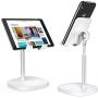 Cell Phone Stand,Angle Height Adjustable LISEN Cell Phone Stand for Desk,Thick Case Friendly Phone Holder Stand for Desk, Compatible with All Mobile Phones-White