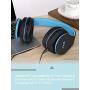 Over Ear Bluetooth Headphones, WXY Wireless Headset V5.0 with Built-in Mic, Micro TF, FM Radio, Soft Earmuffs & Lightweight for iPhone/Samsung/PC/TV/Travel(Black-Blue)