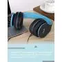Over Ear Bluetooth Headphones, WXY Wireless Headset V5.0 with Built-in Mic, Micro TF, FM Radio, Soft Earmuffs & Lightweight for iPhone/Samsung/PC/TV/Travel(Black-Blue)