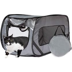 Downtown Pet Supply Foldable Travel Kennel Cat Tent Enclosure for Pets with Carry Case, Perfect as Collapsible Playpen, Carrier, or Crate (Standard & Giant)