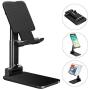 Cell Phone Stand Phone Holder, Adjustable Angle Height Phone Stand for Desk&Foldable Portable Aluminum Desktop Phone Stand, Universal Tablet Holder Compatible with iPhone Cell Phone Tablet (Black)