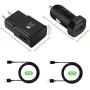 Adaptive Fast Charger Kit 4 Pack, Type C Car Charger Fast Charging Adapter Set for Samsung Galaxy S9/S8/S8 Plus/Note8, Includes Wall Charger, Car Charger, Dual USB Type C Cables (S8 Fast Charger Set)