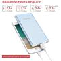 Yoobao Portable Charger 10000mAh Slim Power Bank Powerbank External Cell Phone Battery Backup Charger Battery Pack Dual Input Compatible iPhone 11 X XR Xs Max 8 7 Plus Android Samsung - Blue