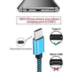 Type C Cable Fast USB C Charging 6FT 3Pack Power Cord Braided Phone Charger for Samsung Galaxy A10e A11 A20 A21 A50 A51 A41 A71 A31 A01 S10e S9 S10 S20, Moto G7 G6 G Z Z4, LG K51 Stylo 6 5 G8 V20 V60