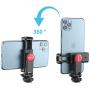 ULANZI Universal Phone Tripod Mount with Cold Shoe Mount, Rotated Cell Phone Clamp Holder Smartphone Clip Adapter for iPhone 11 Pro Max X XR Xs Max 8 7 Plus Samsung Galaxy s10 s9 Note10 Google OnePlus