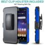 CasemartUSA Phone Case for [Nokia C2 Tennen/Nokia C2 Tava (Cricket Wireless)], [Refined Series][Blue] Shockproof Cover with Built-in Kickstand & Belt Clip Holster for Nokia C2 Tennen / C2 Tava