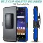 CasemartUSA Phone Case for [Nokia C2 Tennen/Nokia C2 Tava (Cricket Wireless)], [Refined Series][Blue] Shockproof Cover with Built-in Kickstand & Belt Clip Holster for Nokia C2 Tennen / C2 Tava