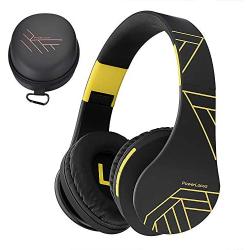 PowerLocus Bluetooth Over-Ear Headphones, Wireless Stereo Foldable Headphones Wireless and Wired Headsets with Built-in Mic, Micro SD/TF, FM for iPhone/Samsung/iPad/PC (Black/Yellow)