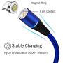 Digital Ant Round Version 7 Pins USB C+Micro USB+i-Product 3 Tips/Connectors in 1 Nylon Braided Magnetic Fast Charging 3.0A & Data Sync Cable (5-Feet Blue 1-Pack)