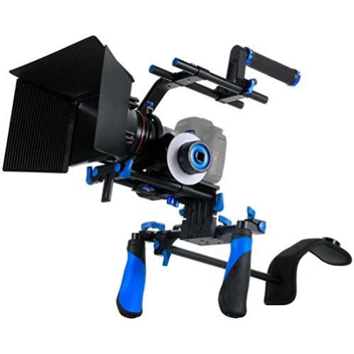 Morros DSLR Rig Movie Kit Shoulder Mount Rig + Follow Focus + Matte Box + Adjust Platform+ C Shape Support Cage +Top Handle for All DSLR Cameras and Video Camcorders