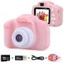 EMISK Kids Digital Camera for Girls Age 3-10, Toddler Cameras Mini Cartoon Rechargeable Video Camera with 2 Inch IPS Screen and 32GB SD Card Child Camcorder Toy Gift for Kid’s Birthday (Pink)