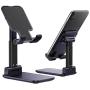 Phone Stand Foldable Portable Desktop Stand Adjustable Height and Angle Phone Holder for Desk Sturdy Aluminum Metal Stand Compatible with Smartphone/iPad/Kindle/Tablet (Navy Blue)