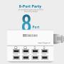 USB Charger, HITRENDS 8 Ports Charging Station 50W/10A Multi Port USB Charging Hub for Multiple Devices (5ft Cord, White)
