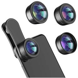 Phone Camera Lens,Upgraded 3 in 1 Phone Lens kit-198° Fisheye Lens + Macro Lens + 120° Wide Angle Lens,Clip on Cell Phone Lens Kits Compatible with iPhone,iPad,Most Android Phones and Smartphones