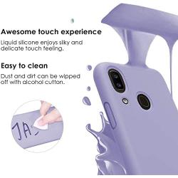 Vinve Samsung Galaxy A20 Case, Galaxy A30 Case, with Tempered Glass Screen Protector [2 Pack], Liquid Silicone Slim Soft Fit Drop Protection Case for Galaxy A20 (Purple)