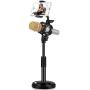 Desktop Microphone Stand with Cell Phone Holder, Adjustable Tabletop mic Stand with Shock Mount and Round Base for Recording Podcasting and Live Streaming.
