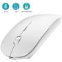 Bluetooth Wireless Mouse, Dual Mode Slim Rechargeable Wireless Mouse Silent Cordless Mouse with Bluetooth 4.0 and 2.4G Wireless, Compatible with Laptop, PC, Windows Mac Android OS Tablet (White)