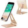 Cell Phone Stand for Desk, YOSHINE Portable Cell Phone Holder Adjustable Tablet Stand Aluminum Stand Holder Cradle Charging Dock for Nintendo Switch All Smartphones and Tablets (4-13") - Gold