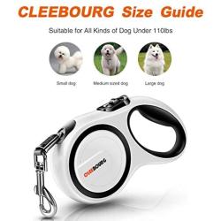 CLEEBOURG Upgraded Retractable Dog Leash, Heavy Duty Pet Walking Leash with Anti-Slip Handle, 16ft Strong Anti-bite Nylon Tape for Medium Large Dogs up to 110lbs, One Button Break & Lock