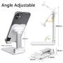 Cell Phone Stand,Nesyd Angle Height Adjustable Desktop Holder Tablet Stand Mobile Phone Mount for Desk Sturdy Aluminum Metal Stand Compatible with Mobile Phone/iPad/Kindle/Tablet (White)
