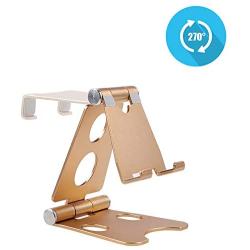 Mobile Phone Desktop Bracket Flat Universal Universal Lazy Support Bracket Clip Driving Metal Aluminum Alloy Portable Adjustable Lifting Live Simple Household Folding (Gold)