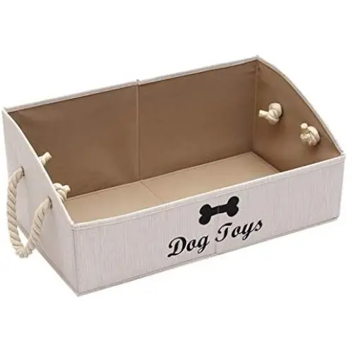 Morezi Canvas Pet Toy and Accessory Storage Bin, Basket Chest Organizer - Perfect for Organizing Pet Toys, Blankets, Leashes and Food 0605