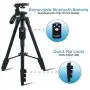 Fugetek 54&quot Tripod, Works with Phone & Camera, Use for Facetime, Video Calls, Teaching, Lightweight Aluminum, Removable Bluetooth Remote, Mount Smartphone, DSLR, Compatible with Apple Android, Black
