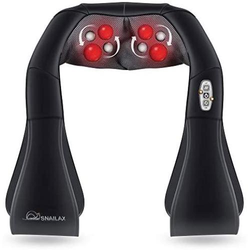 Snailax Shiatsu Neck and Shoulder Massager - Back Massager with Heat, Deep Kneading Electric massage pillow for Neck, Back, Shoulder,Foot Body Pain Relief