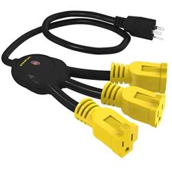 Stanley 31497 3 Extension Cord, Outlet Multiplier, Black/Yellow