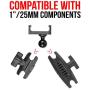 TACKFORM Motorcycle Phone Mount - 1" Ball Connection - Heavy Duty Spring Loaded Phone Holder. Compatible with RAM and ARKON 1 Inch Ball System. Optional Tether Included