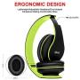 Bluetooth Headphones Wireless,MKay Over Ear Headset V5.0 with Microphone, Foldable & Lightweight, Support Tf Card MP3 Mode and Fm Radio for Cellphones Laptop TV(Black-Green)