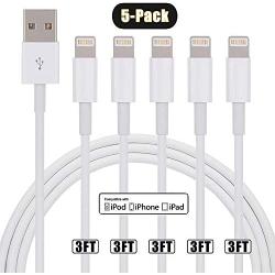 iPhone Charger, Lightning Cable, 5Pack 3FT Phone Charger to Syncing Charging Cable Data Cord Compatible with iPhone Xs, iPhone Xs MAX, iPhone XR, iPhone X, iPhone 8 /Plus, iPhone 7/6/5 /Plus More