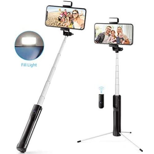 Hpory Selfie Stick Tripod with Fill Light, Bluetooth Selfie Sticks with Wireless Remote Compatible for iPhone 11/11Pro/XS/XS Max/XR/X/8P/7P,Galaxy S10/S9/S8 Plus and More(Extensible to 43.3inch)