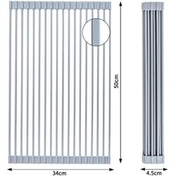 bemece Roll up Silicone Drainer Rack, 20" x 12.8" Foldable Dish Drainer Rack over the Sink, Multipurpose Dish Drying Rack for Drying Vegetable, Fruits and Dishes