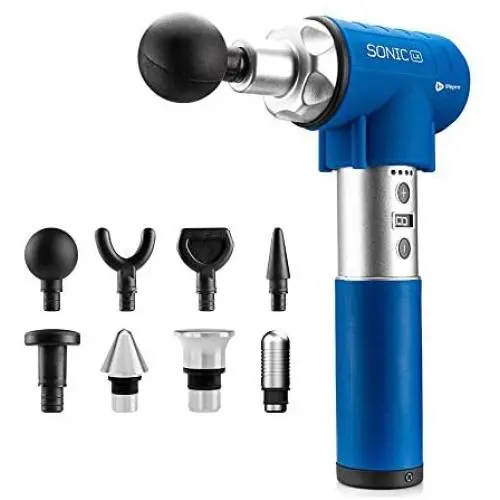 Sonic LX Professional Percussion Massage Gun - Powerful Deep Tissue Muscle Massager for Athlete Recovery and Chiropractic Therapy - Super Quiet, 9 Speeds + 7 Attachments for Limitless Usage Sonic LX Professional Percussion Massage Gun - Powerful Deep Tissue Muscle Massager for Athlete Recovery and Chiropractic Therapy - Super Quiet, 9 Speeds + 7 Attachments for Limitless Usage