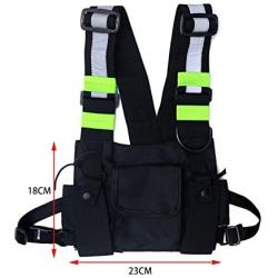 BREEZEY Chest Rig Bag Functional Radio Chest Harness Reflective Vest Hip Hop Pack Front Waist Pouch Chest Bag for Men Women