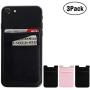 COCOFU Cell Phone Card Sleeve RFID Blocking [Double Secure] Lid Pouch, 3 Pack Ultra-Slim 3M Self Adhesive Card Holder Stick on Phone Sleeves with Pocket for Smartphones (Black + Pink)