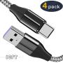 10ft USB Type C Cable,Extra Long 4 Pack 10 Foot USB C Cable USB A 2.0 to USB-C Fast Charger Compatible Samsung Galaxy S10 S9 S8 Plus Note 9 8,Moto Z,LG V30 V20 G5,Nintendo Switch,USB C Devices
