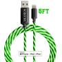 Light up iPhone Charger {MFI Apple Certified} AKAMOS 5ft LED iPhone Charger with Flowing led, USB to Lightning Cable with Quick Charge, Compatible with Phone11/11pro Max/XR/8/8Plus/7/6(Flowing Green)