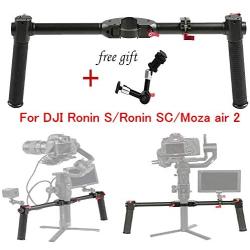 FOTOWELT Dual Handle Grip Handheld Handlebar with 1/4 Screw Connector with 7 inch Aluminum Alloy Articulating Friction Arm Compatible with DJI Ronin-S/Ronin SC/Moza Air 2 Handheld Gimbal Stabilizer