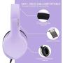 LORELEI X6 Over-Ear Headphones with Microphone, Lightweight Foldable & Portable Stereo Bass Headphones with 1.45M No-Tangle,Wired Headphones for Smartphone Tablet MP3 / 4 (Purple-Black)