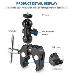 SMALLRIG Cool Ballhead Arm Super Clamp Mount Multi-Function Double Ball Adapter with Bottom Clamp for Ronin-M, Ronin MX, Freefly MOVI - 1138