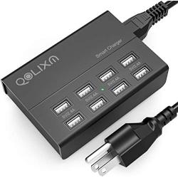 USB Charger, QOLIXM 8 Ports Charging Station (50W/10A) Multi Port USB Charger Hub Tablets & Multiple USB Devices