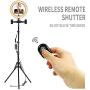 14.3" LED Selfie Ring Light with Tripod Stand&Phone Holder&Makeup Mirror for Live Streaming&YouTube Video, Dimmable Makeup Ring Light for Photography, Shooting with 10 Brightness Level & 3 Light Modes