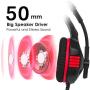 Gaming Headset for PS4 Xbox One, Gaming Headphones with Mic Stereo Surround Noise Reduction LED Lights Volume Control for Laptop, PC, Tablet, Smartphones - Red