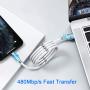 Magnetic Phone Charging Cable, (0.9M/3FT) USB Fast Charging Cord Storage Retractable Charging Wire Portable Magnetic Nano Data Cable with 360 Degree Coiling Magnets Compatible with i-Devices
