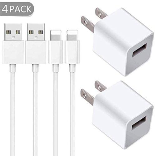 iPhone Wall Charger, [Apple MFi Certified] Lightning to USB Cable 2 Pack 3FT Fast Charging Data Sync Transfer Cord with 2 Pack USB Charger Travel Plug Compatible with iPhone 11/11 Pro/XS/XR/X 8 7/iPad